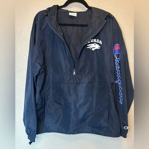 Champion Nevada Wolf Pack UNR Pullover Lightweight Windbreaker Navy Blue Sz M